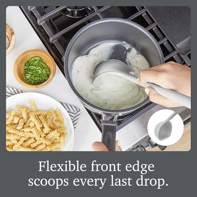 Tovolo Flex Core Silicone Ladle BPA Free Oyster Gray Deep Silicone Soup Ladle - Image 3