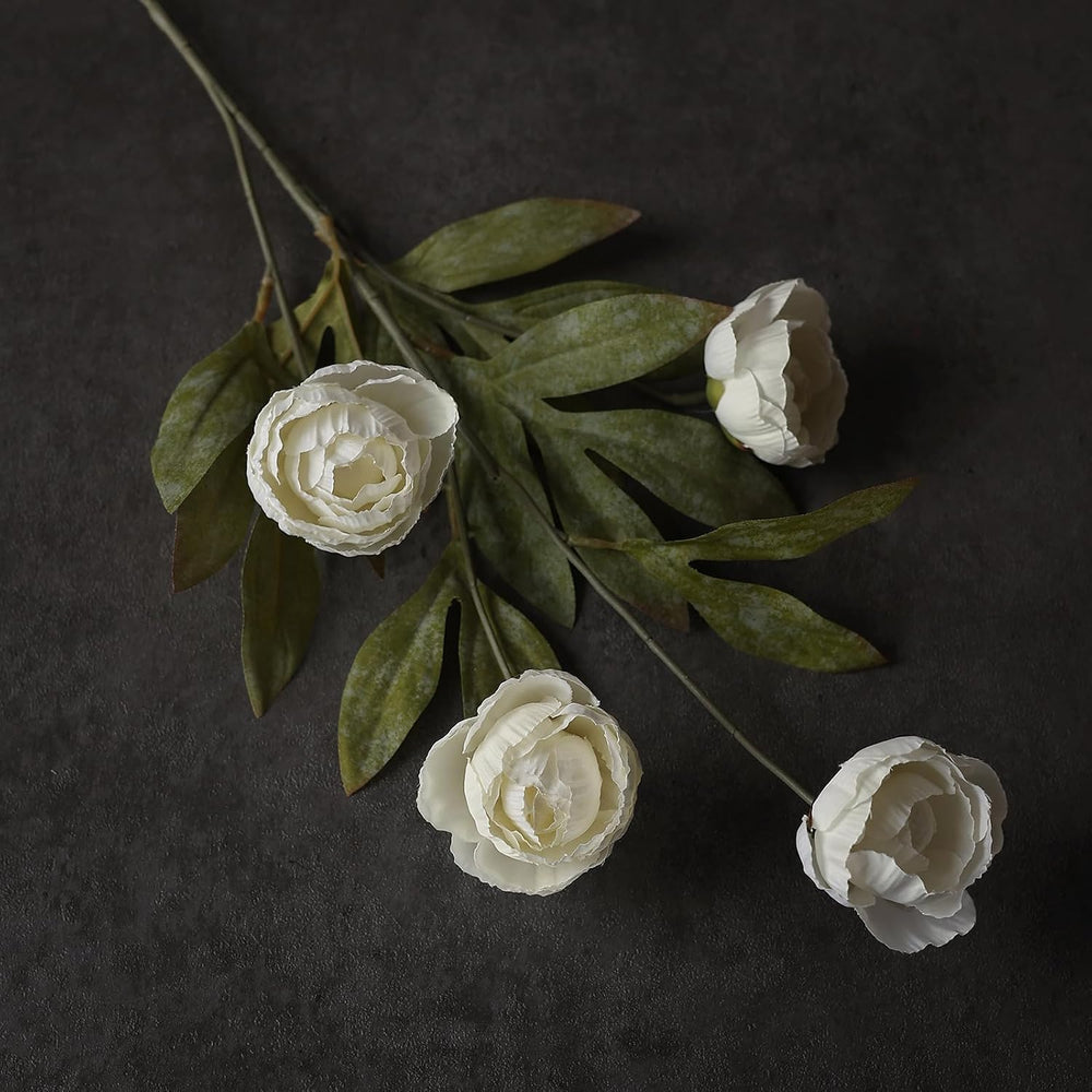 Juxdp 6 Pcs 27" Artificial Peony Silk Flower Stems for Vase Decor(Cream)