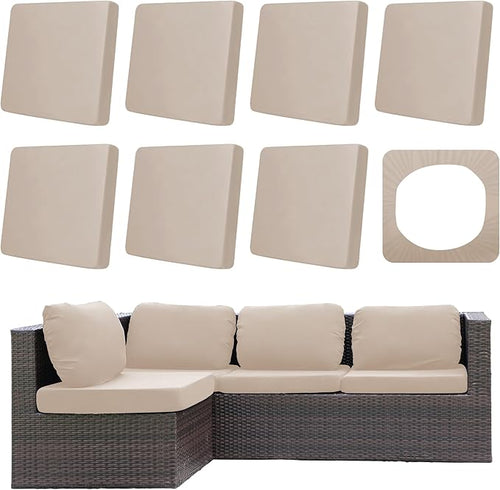 8Pcs Outdoor Cushion Covers, Patio Cushion Covers, Stretch Elastic Slipcovers by dreahoteztil