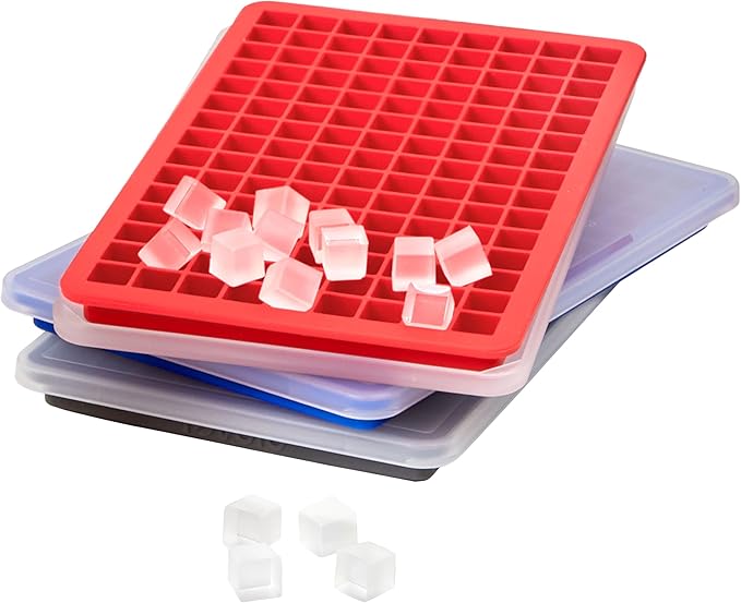 Tovolo Mini Ice Cube Tray with Lid Set of 3 Assorted Colors Small Ice Maker - Image 5