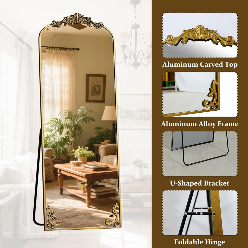 21"x 64" Arched Full Length Mirror, Freestanding Floor Mirror with ...