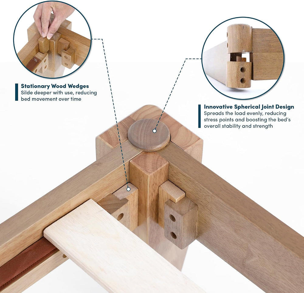 Thor Japanese Joinery Bed Frame Full, Solid Wood (Light Oak)