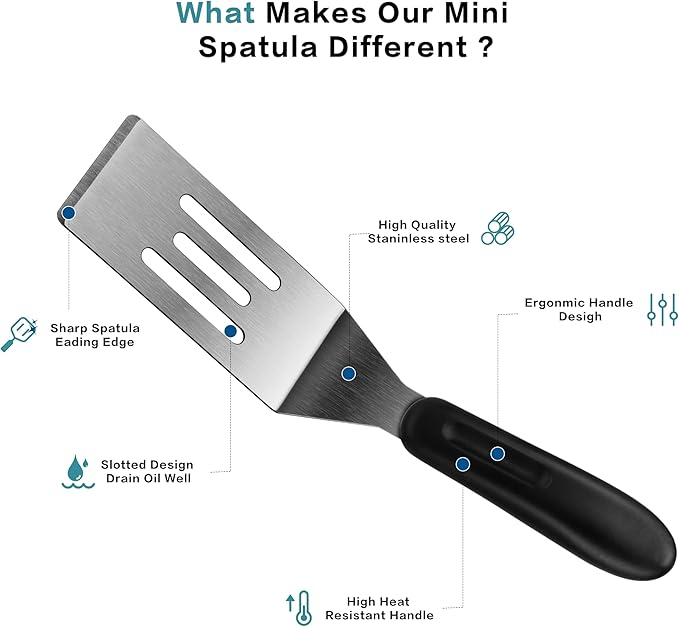 Small Spatula Professional Mini Serving Spatula, 2 Pieces Stainless Steel Metal - Image 3