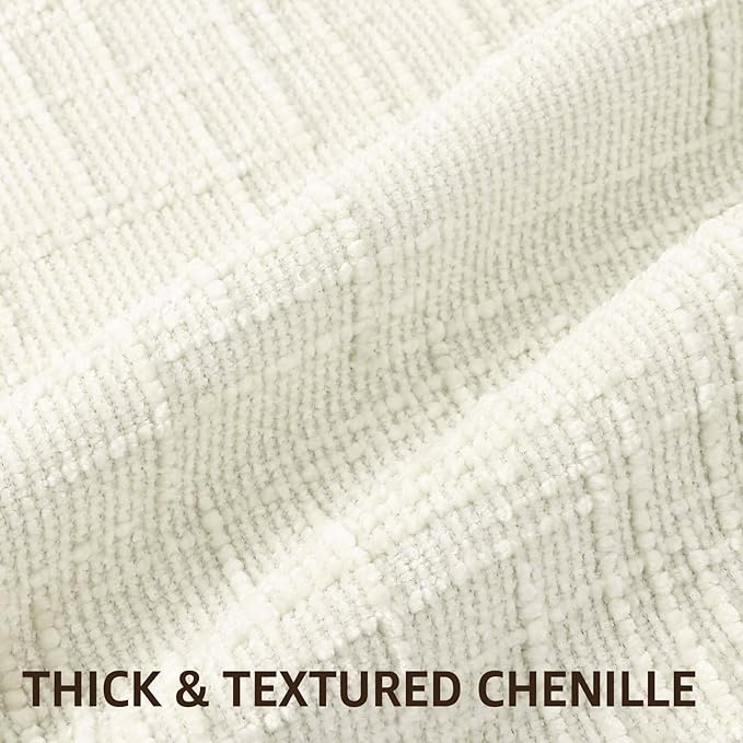 decorUhome Summer Cream White Chenille Throw Pillow Covers 16x16 Set of 2 - Image 2
