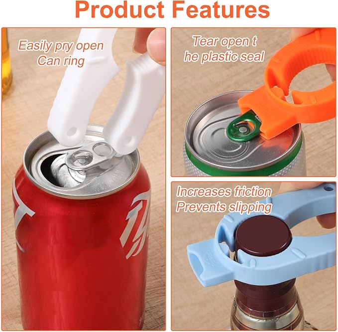 8 Pcs Water Bottle Opener Plastic Bottle Cap Opener Multi-Purpose Orange Soda - Image 5