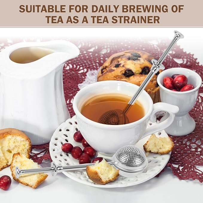 2pcs Stainless Steel Loose Tea Leaf Steeper&Sugar Shaker Duster Sifter 2 in 1 - Image 2