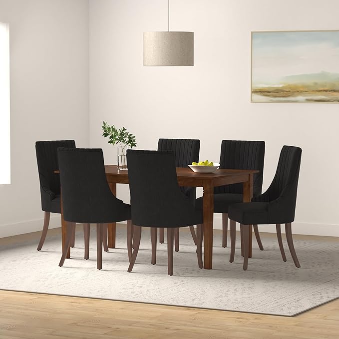 mikibama Linen Dining Chairs Set of 2 Channel Tufted Kitchen Dinner Chair Com...