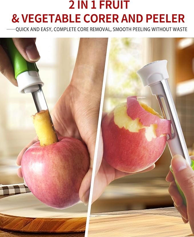 2 in 1 Apple Corer and Peeler Tool, Fruit Vegetable Corer and Peeler Tool - Image 3