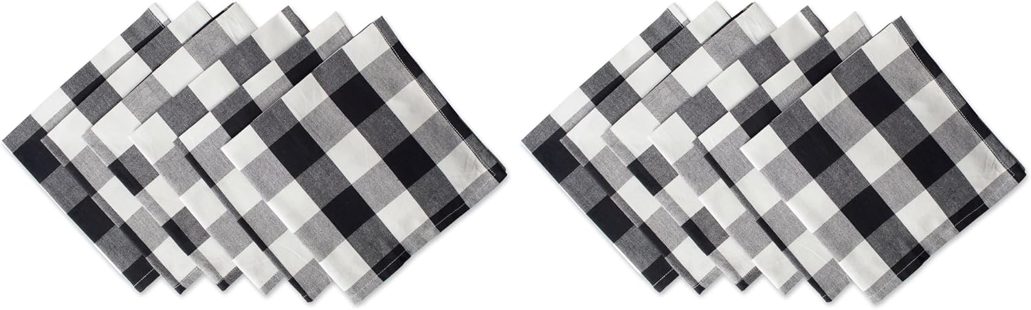 DII Buffalo Check Collection, Classic Farmhouse Napkin Set, 20x20, Black & White, 6 Piece (Pack of 2)