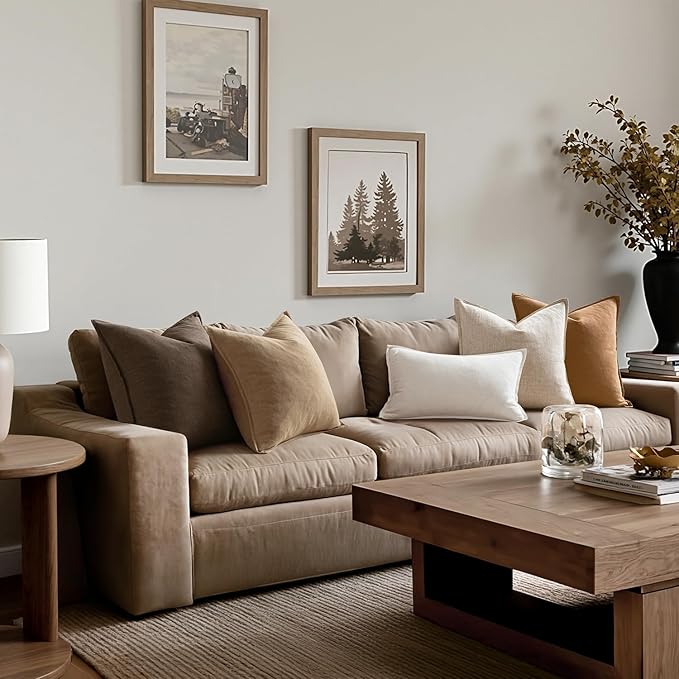 MIULEE Neutral Brown Linen Pillow Covers Pack of 4 Decorative Natural Fall - Image 4
