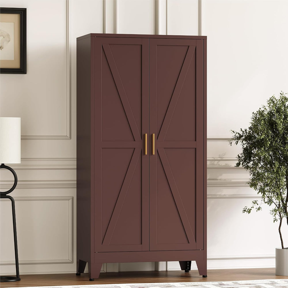 Baborokic 61H Metal Storage Cabinet with 2 Doors and Adjustable Shelves,Farmh...