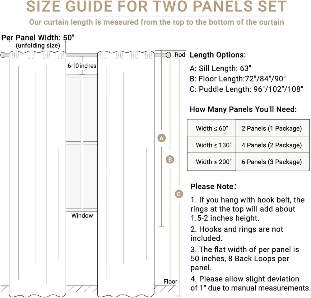 Linen Textured Total Blackout Curtains for Bedroom 84 Inches Long, Beige