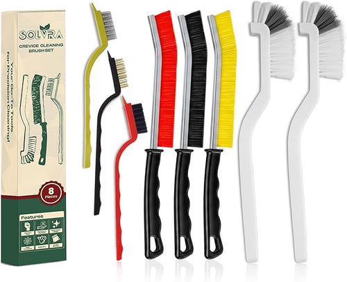 8 Pcs Crevice Cleaning Brush Set – Hard Bristle Cleaning Tools by Unknown