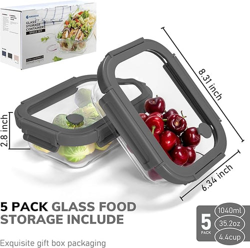 5-Pack Borosilicate Glass Containers - Image 2