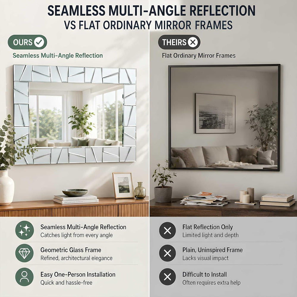Chende 3D Modern Decorative Mirrors for Wall, 36" x 24" Living Room...