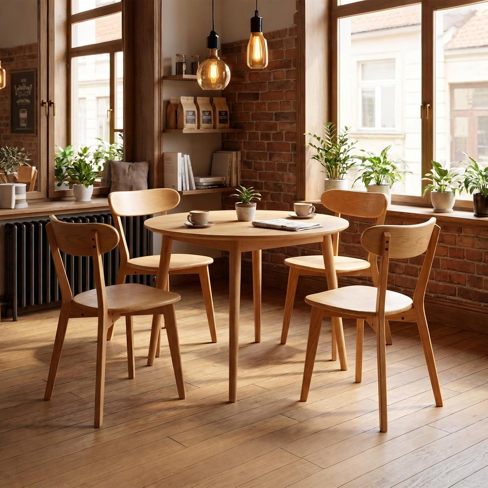 Solid Oak Wood Dining Chairs Set of 6 | Heavy Duty 400 lbs Commercial Grade |...
