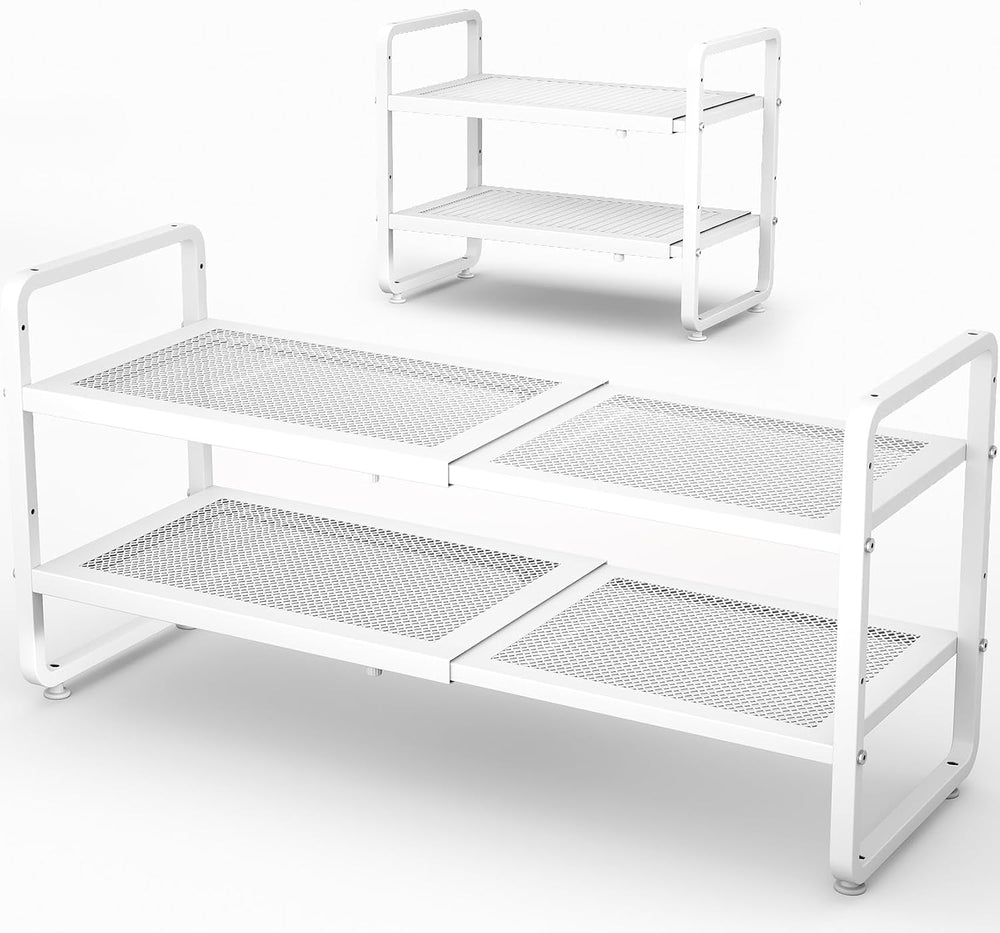 Expandable Metal Shoe Rack for Closet, Entryway & Garage, 2-Tier, White |...