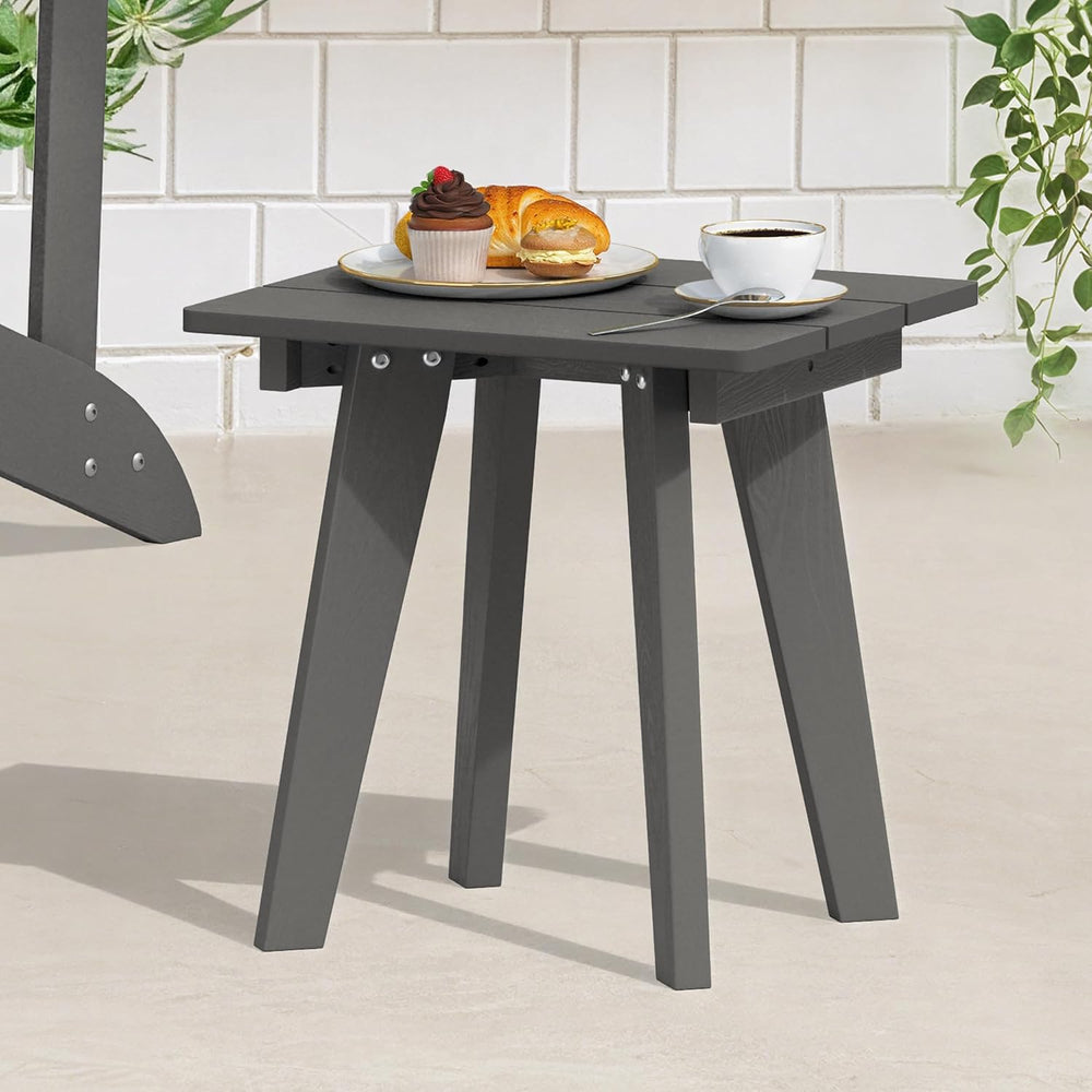 Homejoy HDPE Outdoor Side Table,Small Outdoor Table for Patio, Dark Gray