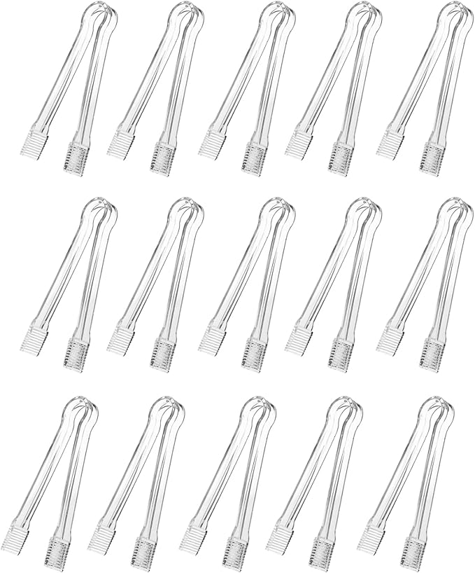 J-Chen 15PCS Plastic Buffet Serving Tongs Mini Serving Utensil Tongs Appetizers by FQAHQAN