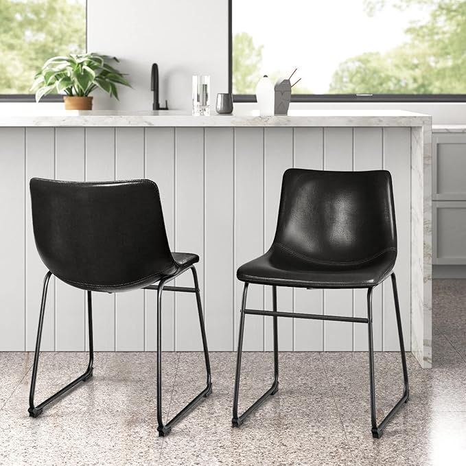 LEMBERI Faux Leather Dining Chairs Set of 2, 18 Inch Modern Kitchen & Din...