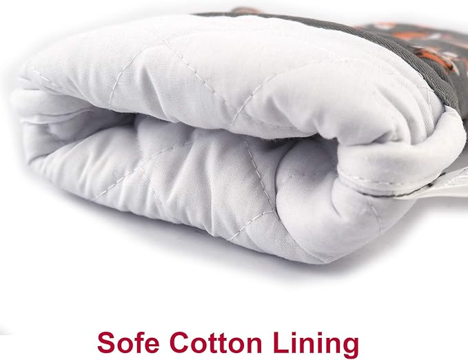 Oven Mitts Gloves 1 Pair Heat Resistant 480 ℉ Non Slip Clear Silicone Printed - Image 4
