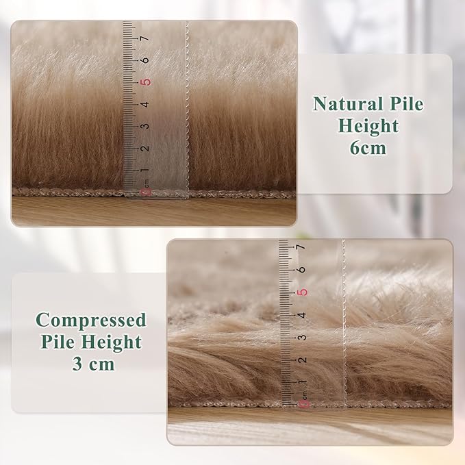 ORINOVA Beige Area Rugs for Living Room Bedroom Nursery 9X12 Washable Faux - Image 3