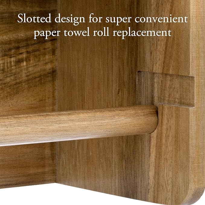 MyGift Hanging Paper Towel Roll Holder, Premium Acacia Solid Wood Farmhouse