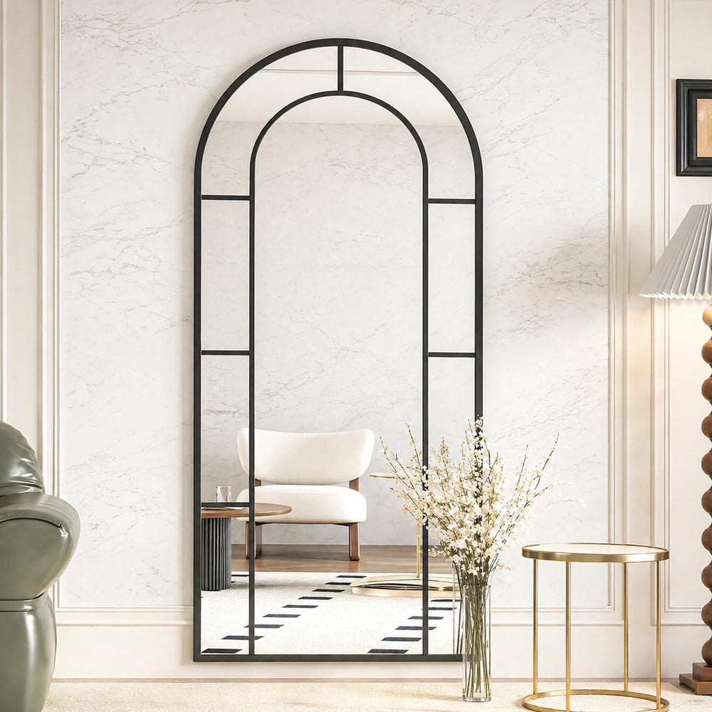 Arched Full Length Mirror, 56"x22" Large Window Floor Mirror, Farmh...