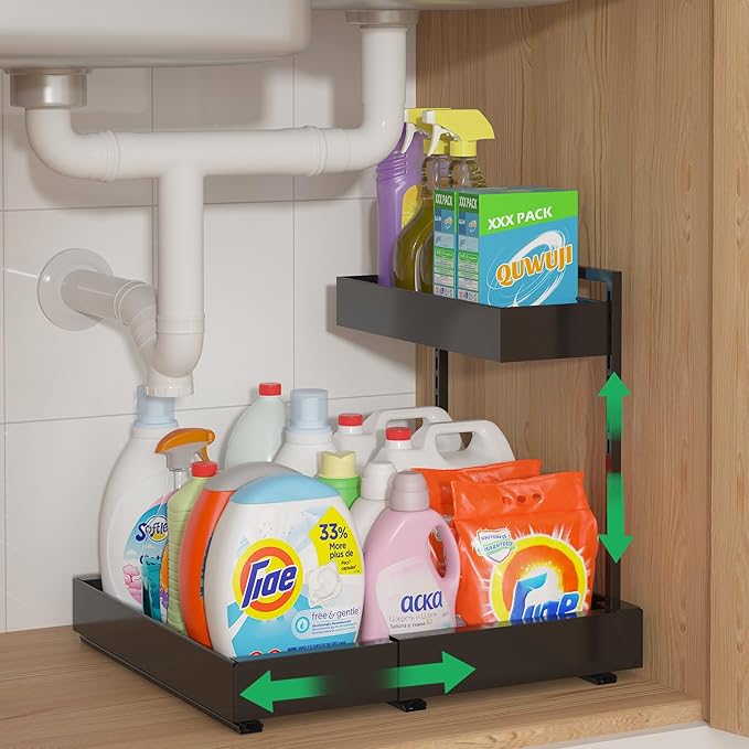 REALINN Expandable Under Sink Organizers and Storage, 2 Tier Under Cabinet by REALINN
