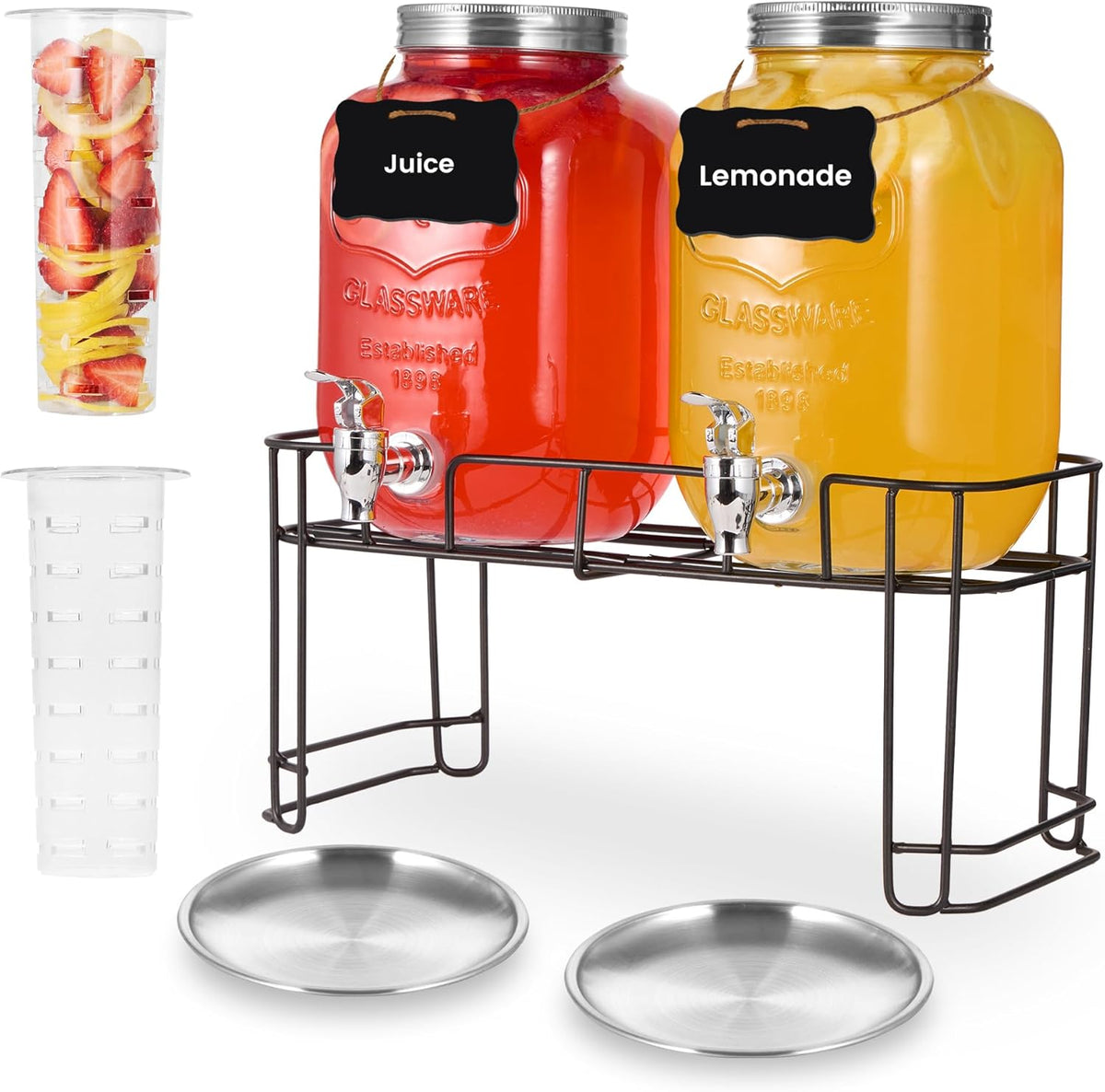 2 Pack1 Gallon Glass Drink Dispensers