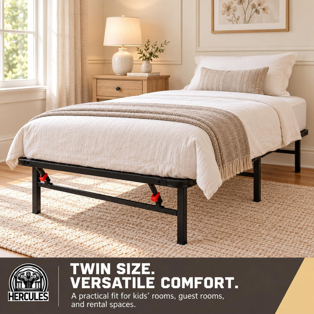 Hercules 14-Inch Heavy-Duty Metal Platform Bed Frame, Twin, Black