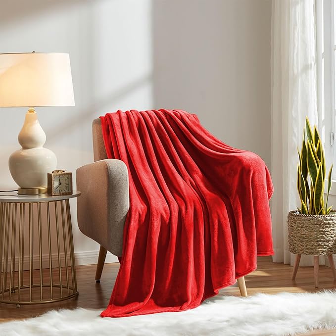 KMUSET Fleece Blanket Red Throw Blanket - Image 4