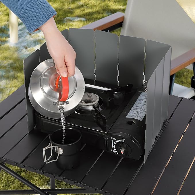 REDCAMP Folding Outdoor Stove Windscreen, 10 Plates Iron Camping Stove - Image 9