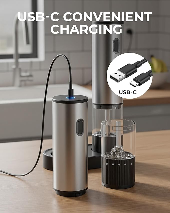 Electric Salt and Pepper Grinder Set, USB Rechargeable Salt and Pepper Shaker - Image 2