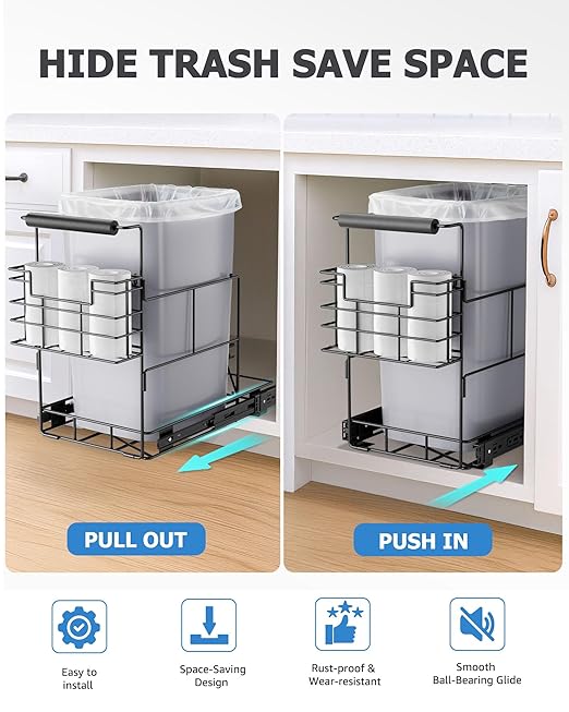 Bulado Pull Out Trash Can Under Cabinet, Under Sink Trash Can Kit