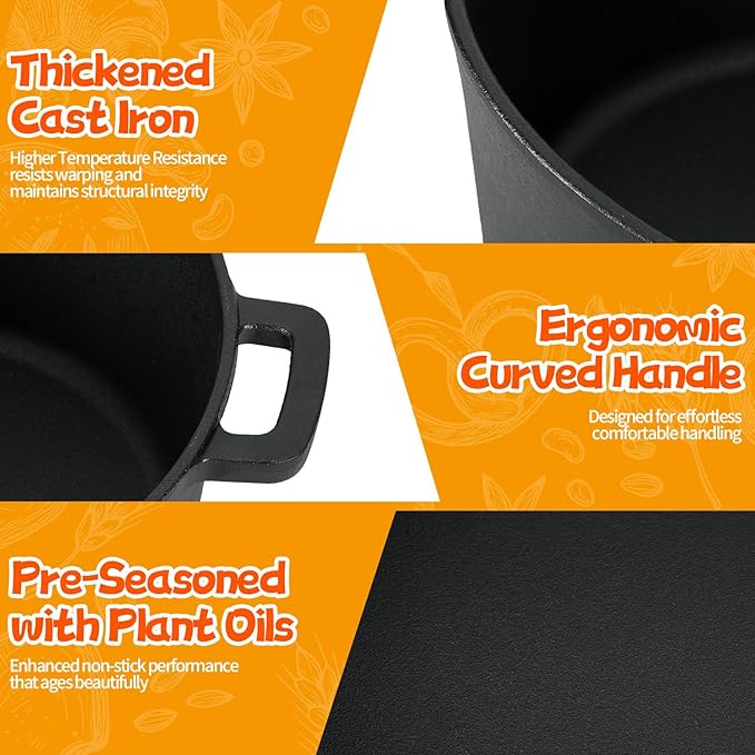 Cast Iron Dutch Oven for Bread Baking, 5 Qt Sourdough Dutch Oven - Image 4