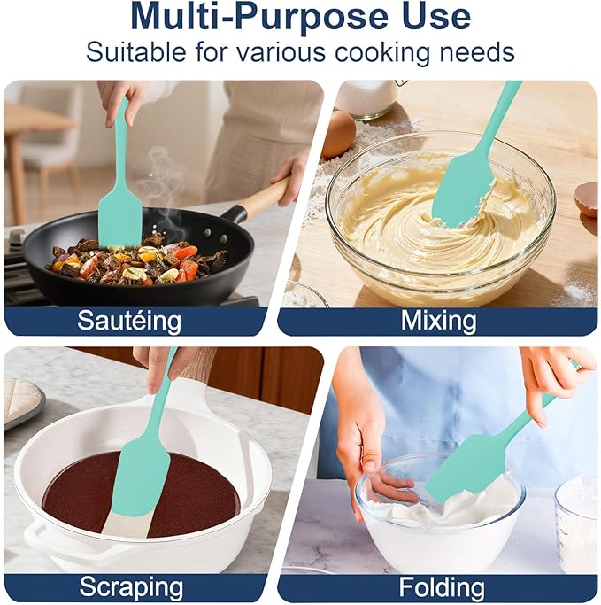 4 Pcs Silicone Spatula Set, 11.4 In, 600°F Heat Resistant Rubber Spatulas - Image 6