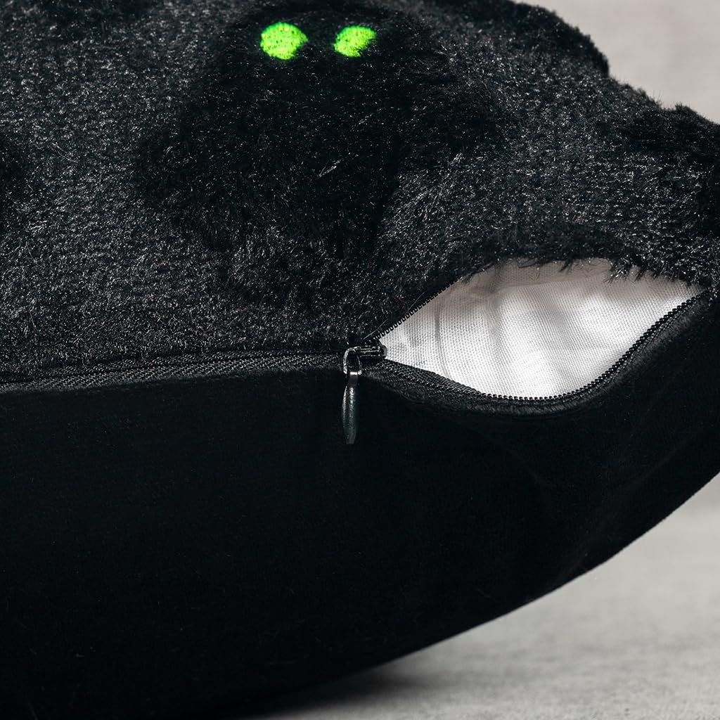 Halloween Ghost Decorative Pillow Covers 18x18 Set of 2, Black Green Soft Plush Faux Fur Farmhouse Throw Cushion Cases for Fall Autumn Holiday Home Decorations
