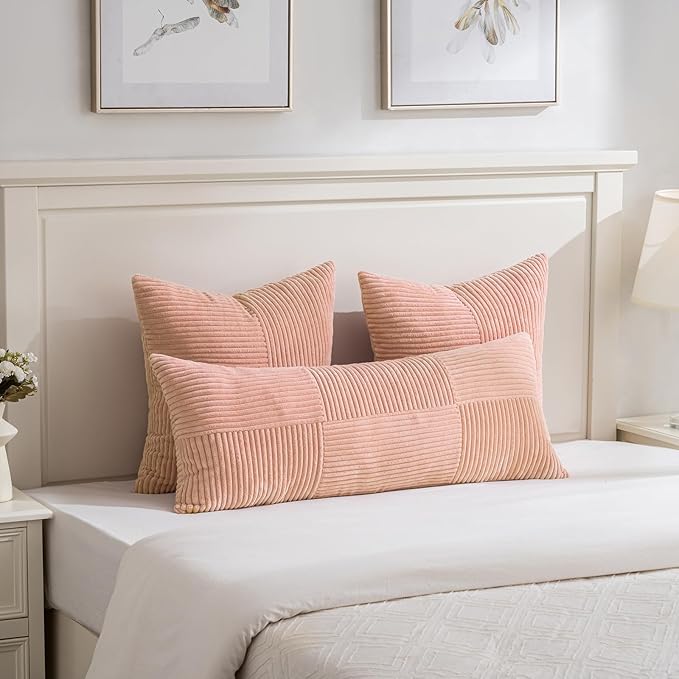 Fancy Homi 2 Packs Peach Lumbar Decorative Throw Pillow Covers 12x20 Inch - Image 5