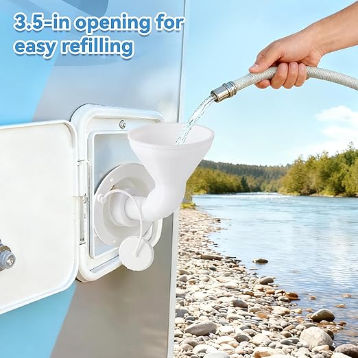 RV Water Inlet Funnel, 3.54-in Wide Mouth Gravity Fresh Water Tank Fill Funnel - Image 4