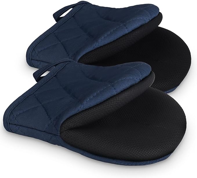 Short Oven Mitts, Heat Resistant 500°F, Silicone Grip Kitchen Gloves, Non-Slip by GOLDMEET