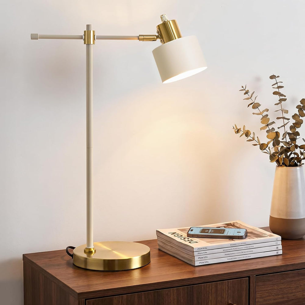 22.2" Modern Desk Lamp, Metal Table Lamp with LED Bulb, Adjustable Readi...