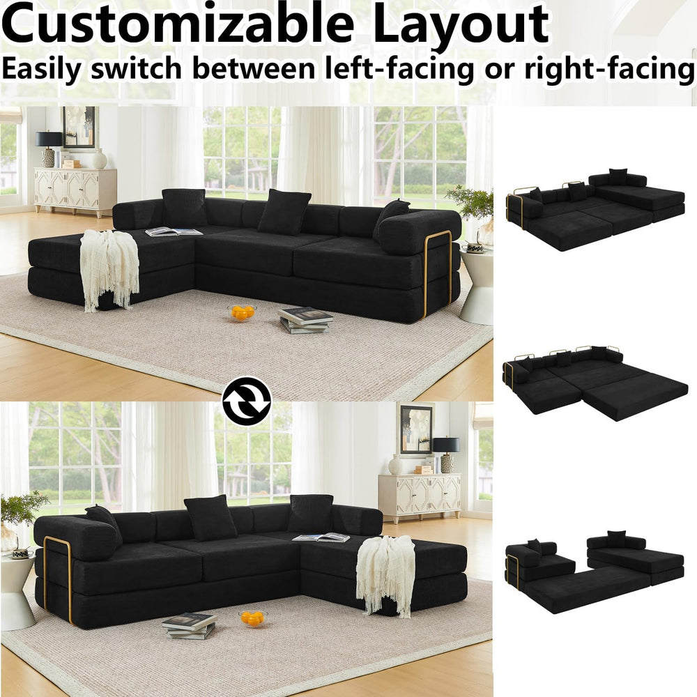 HANXIN 108'' Futon Sleeper Sofa Bed, Boneless Couch for Living Room, ...