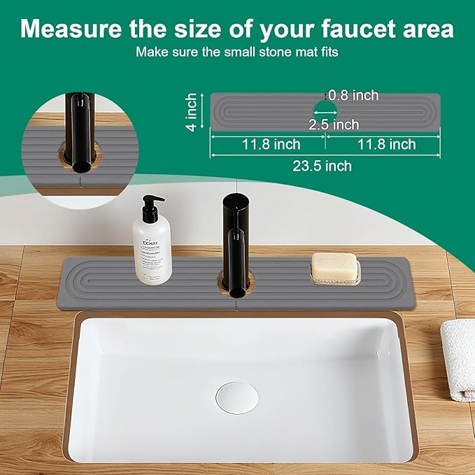 Stone Drying Mat for Kitchen Counter, Diatomaceous Earth Quick Dry Stone Mats