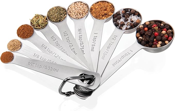 Doosu Measuring Spoons Set of 9-18/8 Stainless Steel Heavy Duty Teaspoons by Doosu