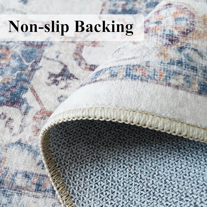 4x6 Living Room Area Rugs: Washable Boho Bedside Rugs Non-Slip Low Pile Small - Image 3