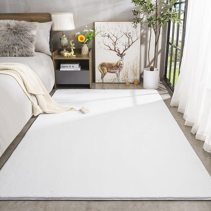 Amearea Large Modern Area Rugs for Bedroom Living Room, 6x9 Feet White - Image 2