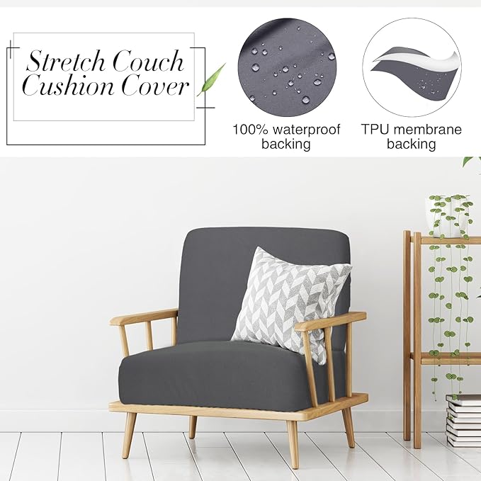 Newwiee Set of 4 Stretch Patio Cushion Covers Sofa Couch Seat Chair Slipcovers - Image 4