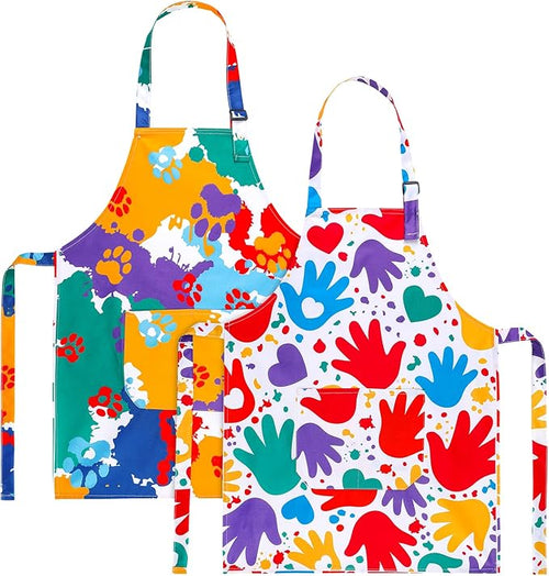 2 Pack Kids Apron, Cute Cooking Aprons, Waterproof Art Apron by XLSXEXCL