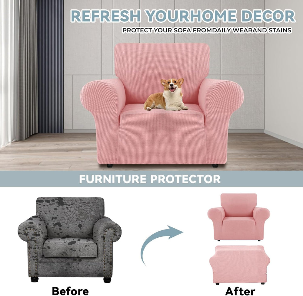 LURKA Stretch Chair Cover for Sofa, 1 Piece Armchair Slipcover, Pink